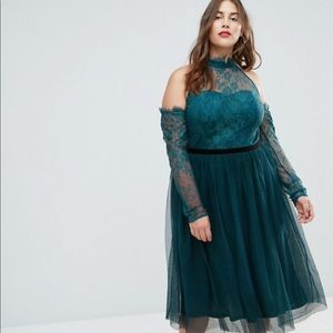 ASOS CURVE TULLE MIDI COLD SHOULDER DRESS